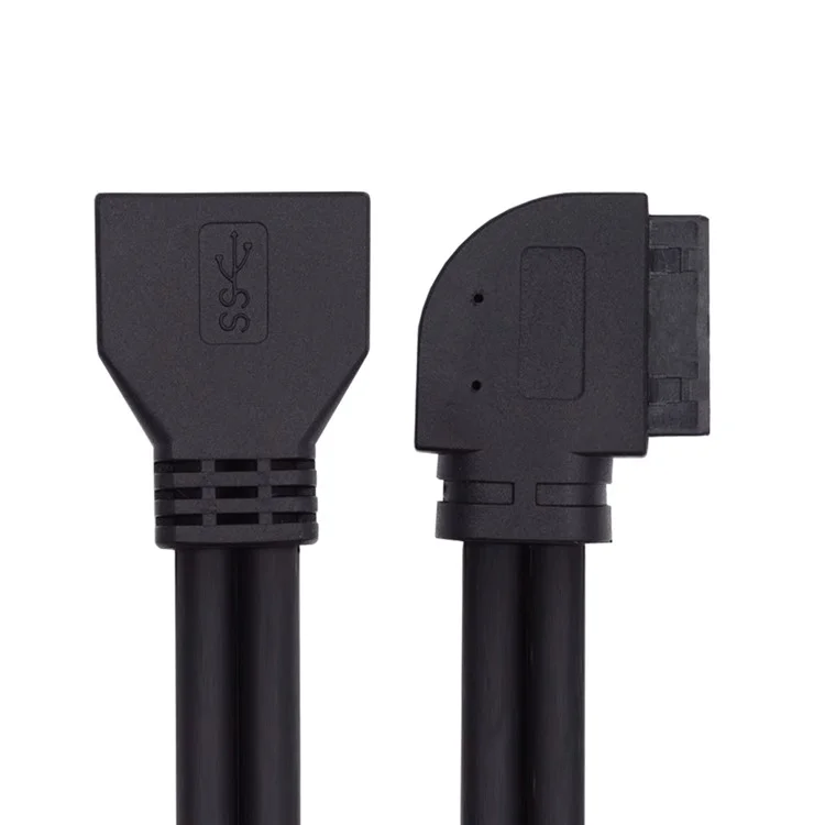 Câble d'extension USB 3.0 à angle droit 90 degrés 20 broches 19 broches mâle vers femelle 5 Gbps pour carte mère/carte principale