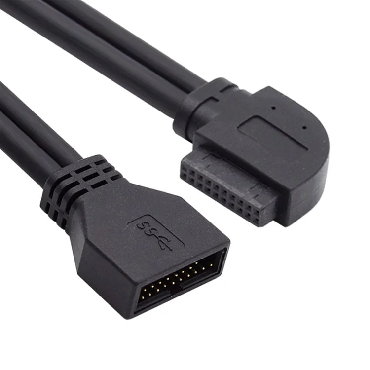 Câble d'extension USB 3.0 à angle droit 90 degrés 20 broches 19 broches mâle vers femelle 5 Gbps pour carte mère/carte principale