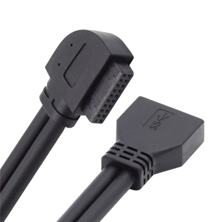 Câble d'extension USB 3.0 à angle droit 90 degrés 20 broches 19 broches mâle vers femelle 5 Gbps pour carte mère/carte principale