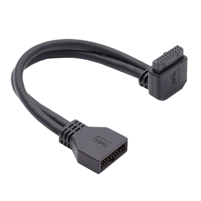 U3-082-DN Angled USB 3.0 20Pin Male to Female Extension 5Gbps Cable for Computer Motherboard Mainboard