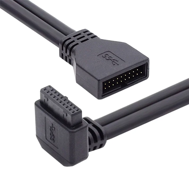 U3-082-DN Angled USB 3.0 20Pin Male to Female Extension 5Gbps Cable for Computer Motherboard Mainboard