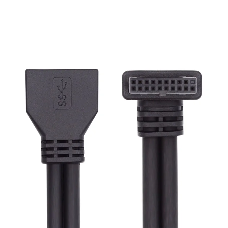 U3-082-DN Angled USB 3.0 20Pin Male to Female Extension 5Gbps Cable for Computer Motherboard Mainboard