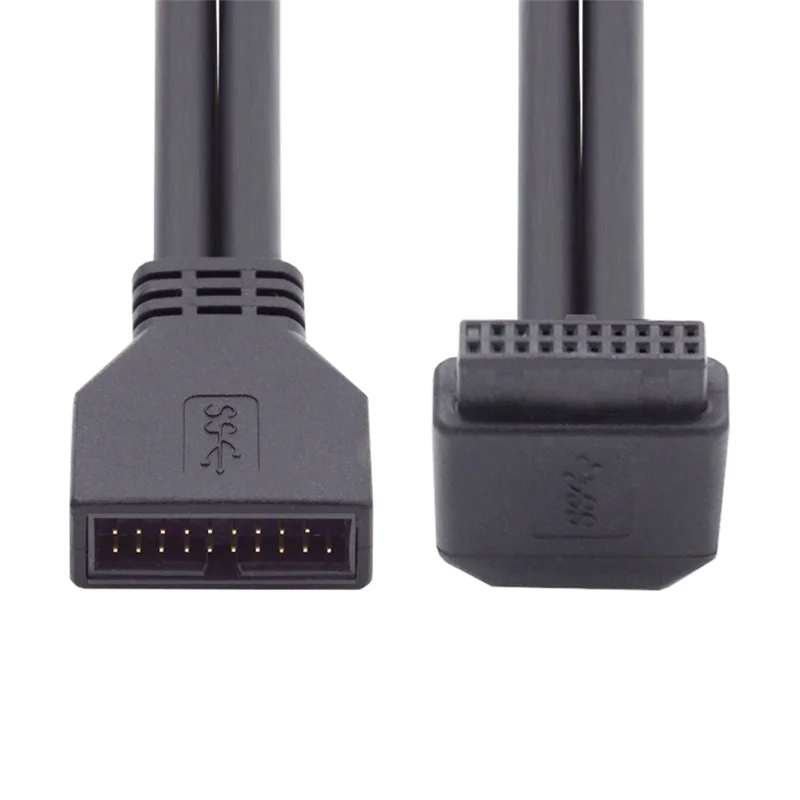 U3-082-DN Angled USB 3.0 20Pin Male to Female Extension 5Gbps Cable for Computer Motherboard Mainboard