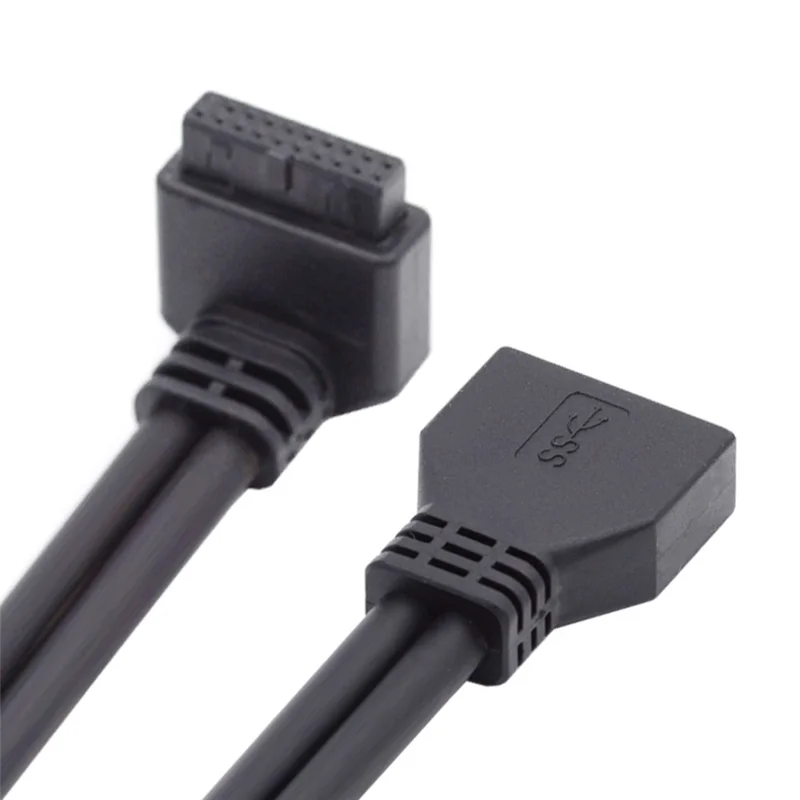 U3-082-DN Angled USB 3.0 20Pin Male to Female Extension 5Gbps Cable for Computer Motherboard Mainboard