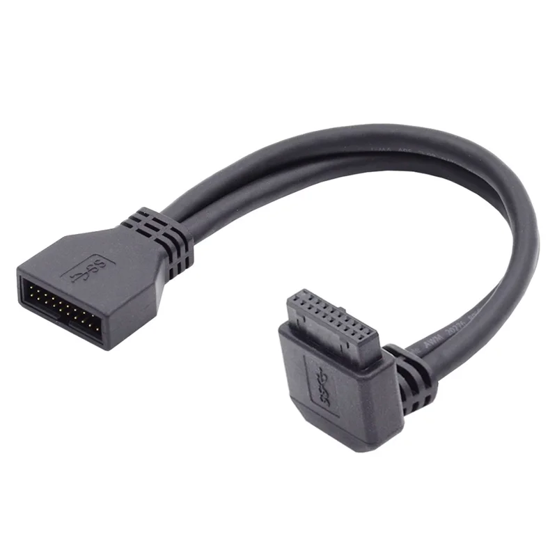 U3-082-DN Angled USB 3.0 20Pin Male to Female Extension 5Gbps Cable for Computer Motherboard Mainboard