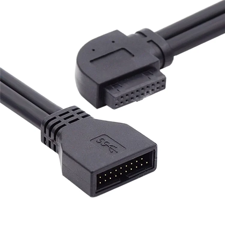 U3-082-LE Cabo de Conexão USB 3.0 de 20 Pinos Esquerdo-Angulado para Placa-Mãe e Placa Principal, Cabo Macho para Fêmea, Adaptador de Fio de 5 Gbps