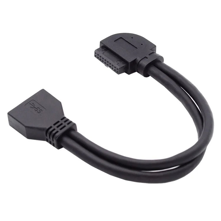 U3-082-LE Cabo de Conexão USB 3.0 de 20 Pinos Esquerdo-Angulado para Placa-Mãe e Placa Principal, Cabo Macho para Fêmea, Adaptador de Fio de 5 Gbps