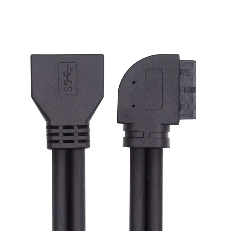 U3-082-LE Cabo de Conexão USB 3.0 de 20 Pinos Esquerdo-Angulado para Placa-Mãe e Placa Principal, Cabo Macho para Fêmea, Adaptador de Fio de 5 Gbps