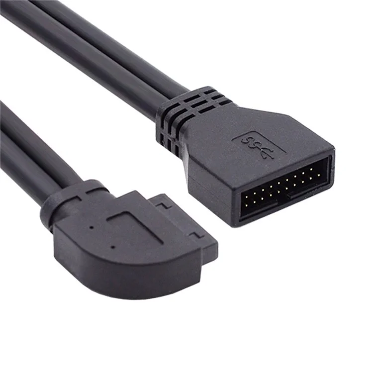 U3-082-LE Cabo de Conexão USB 3.0 de 20 Pinos Esquerdo-Angulado para Placa-Mãe e Placa Principal, Cabo Macho para Fêmea, Adaptador de Fio de 5 Gbps
