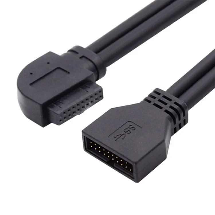 U3-082-LE Cabo de Conexão USB 3.0 de 20 Pinos Esquerdo-Angulado para Placa-Mãe e Placa Principal, Cabo Macho para Fêmea, Adaptador de Fio de 5 Gbps