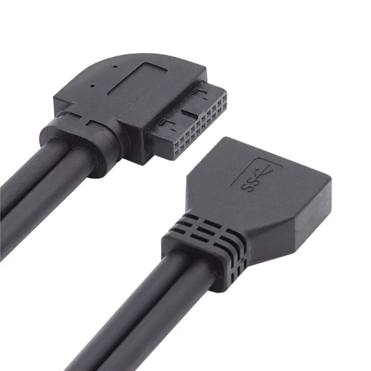U3-082-LE Cabo de Conexão USB 3.0 de 20 Pinos Esquerdo-Angulado para Placa-Mãe e Placa Principal, Cabo Macho para Fêmea, Adaptador de Fio de 5 Gbps