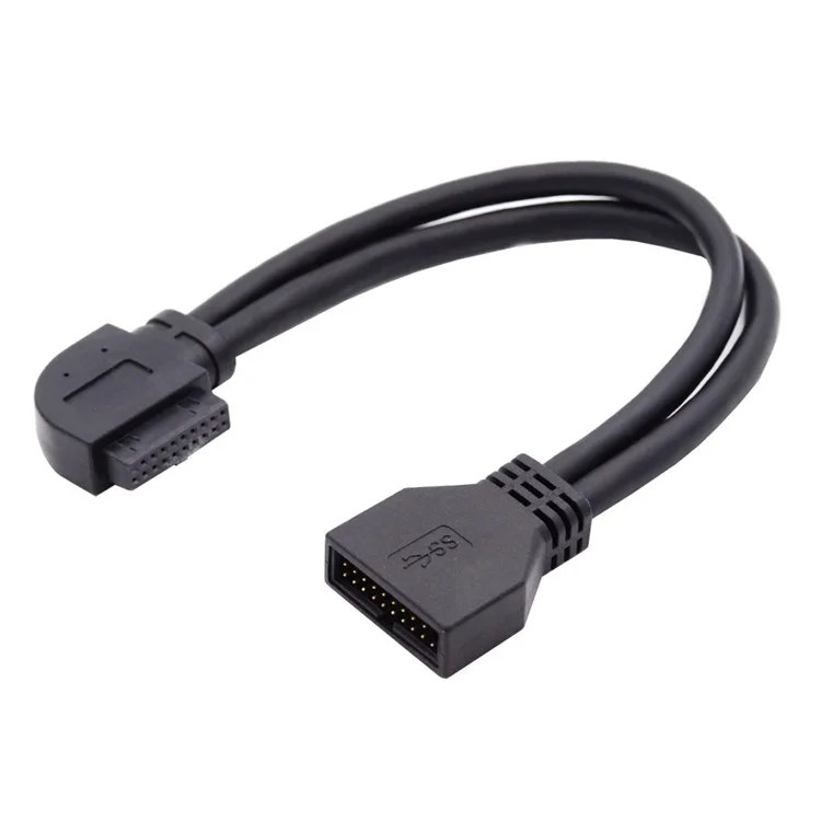 U3-082-LE Cabo de Conexão USB 3.0 de 20 Pinos Esquerdo-Angulado para Placa-Mãe e Placa Principal, Cabo Macho para Fêmea, Adaptador de Fio de 5 Gbps