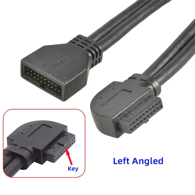 U3-082-LE Cabo de Conexão USB 3.0 de 20 Pinos Esquerdo-Angulado para Placa-Mãe e Placa Principal, Cabo Macho para Fêmea, Adaptador de Fio de 5 Gbps