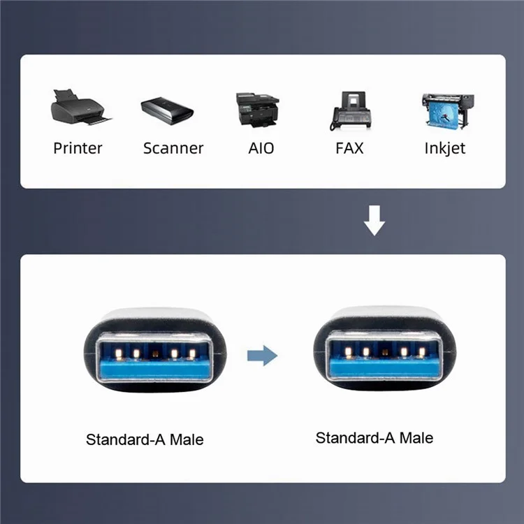 U3-069-DN 40cm Angled USB 3.0 Type-A Male to Straight 3.0 Type-A Male Data Cable 5Gbps Cord