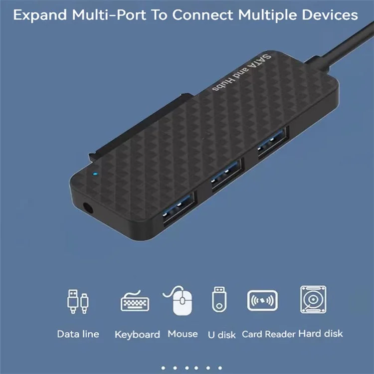 USB3.0 / Typ-C zu SATA-Konverter 22Pin Festplattenkabel mit 3-Port USB3.0-HUB-Adapter PC 2,5-Zoll-Festplatte HDD, SSD Easy Drive-Kabel
