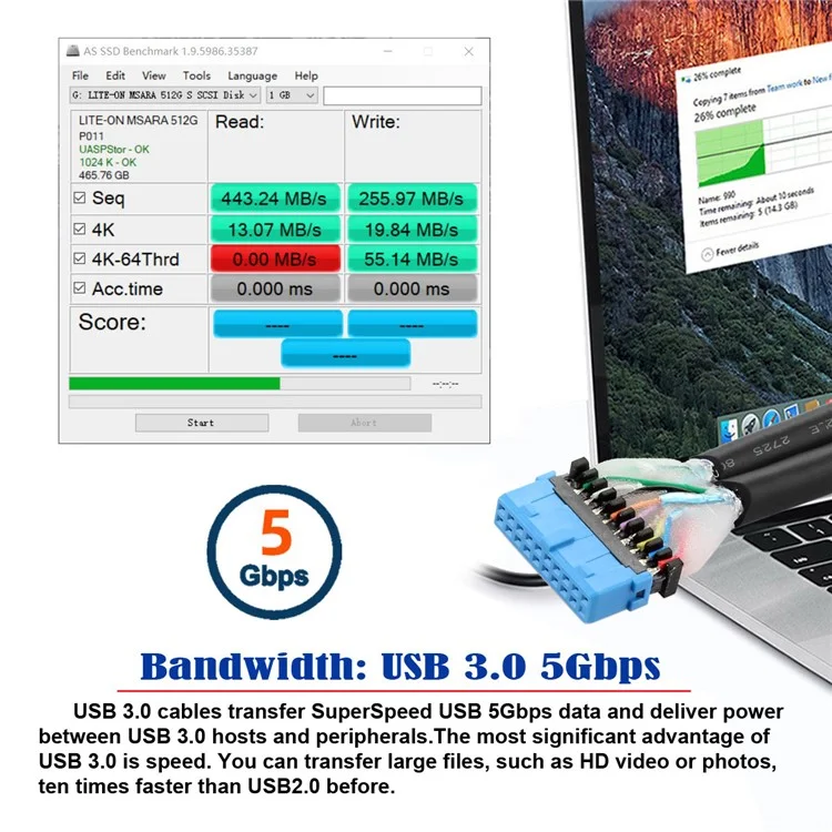 U3-088-RI Right 90 Degree Angled 19Pin 20Pin Male to Dual USB 3.0 Female Cable 5Gbps Screw Mount Type Extension Cord