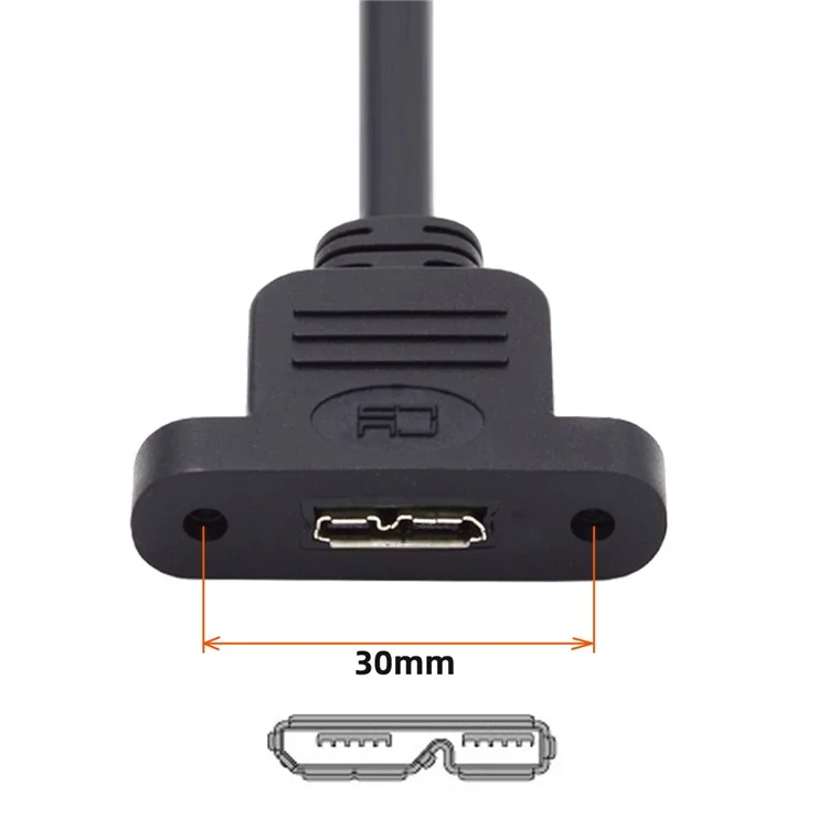 U3-083-MM 50cm Micro USB 3.0 Male to Micro 3.0 Type-B Female 5Gbps Screw Mount Type Extension Cable