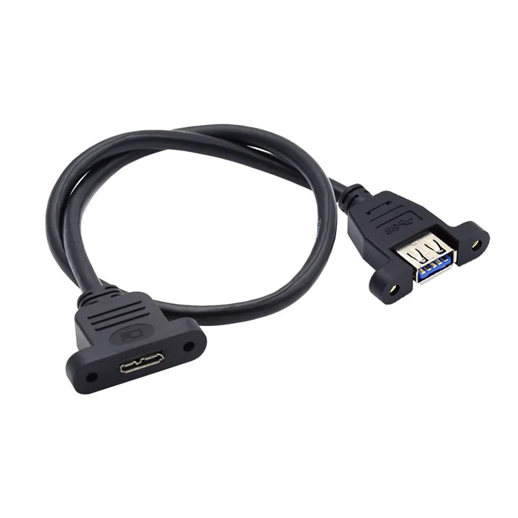 U3-083-AF 50cm Type-A USB 3.0 Female to Micro 3.0 Type-B Female Screw Mount Type 5Gbps Extension Cable