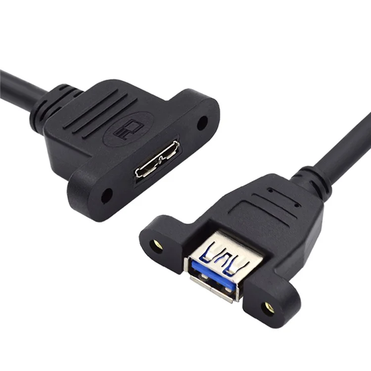 U3-083-AF 50cm Type-A USB 3.0 Female to Micro 3.0 Type-B Female Screw Mount Type 5Gbps Extension Cable