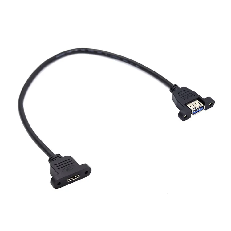 U3-083-AF 50cm Type-A USB 3.0 Female to Micro 3.0 Type-B Female Screw Mount Type 5Gbps Extension Cable