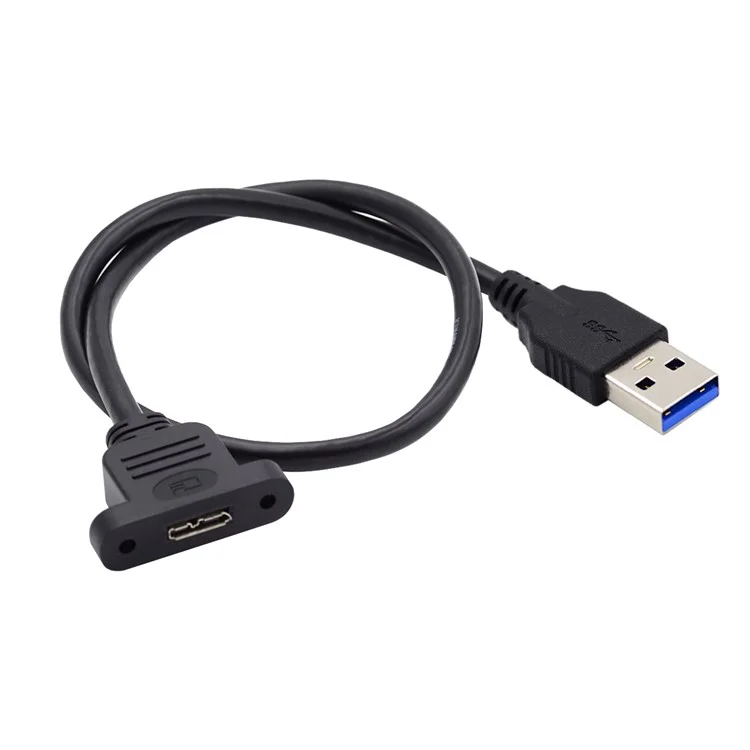 U3-083-AM 50cm Type-A USB 3.0 Male to Micro 3.0 Type-B Female Converter 5Gbps Screw Mount Type Extension Cable