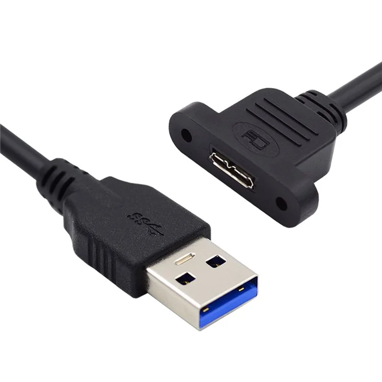 U3-083-AM 50cm Type-A USB 3.0 Male to Micro 3.0 Type-B Female Converter 5Gbps Screw Mount Type Extension Cable