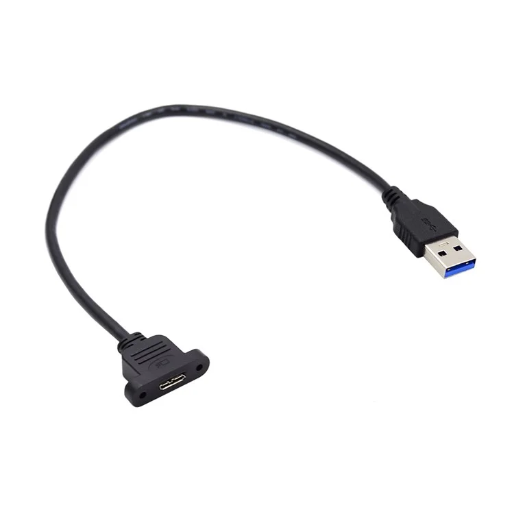U3-083-AM 50cm Type-A USB 3.0 Male to Micro 3.0 Type-B Female Converter 5Gbps Screw Mount Type Extension Cable