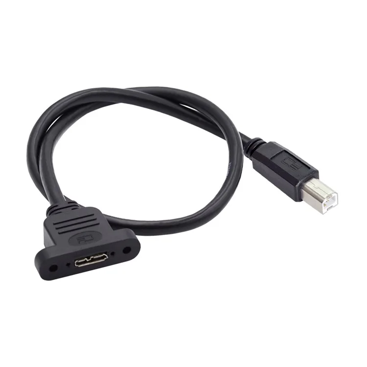 U3-012-BM 50cm Micro 3.0 Type-B Female to Type-B USB 2.0 Male Cable Screw Mount Type 480Mbps Extension Cord