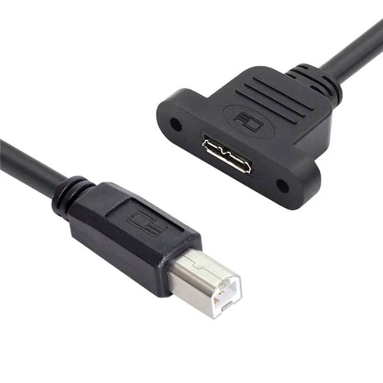 U3-012-BM 50cm Micro 3.0 Type-B Female to Type-B USB 2.0 Male Cable Screw Mount Type 480Mbps Extension Cord