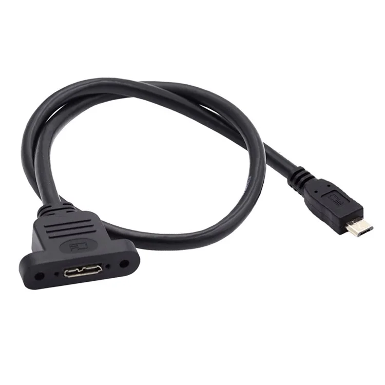 U3-012-MM 50cm Micro 3.0 Type-B Female to Micro USB 2.0 5Pin Male Extension Cable 480Mbps Screw Mount Type Cord
