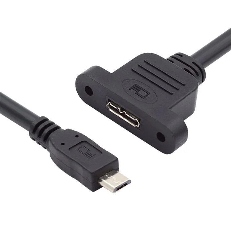 U3-012-MM 50cm Micro 3.0 Type-B Female to Micro USB 2.0 5Pin Male Extension Cable 480Mbps Screw Mount Type Cord