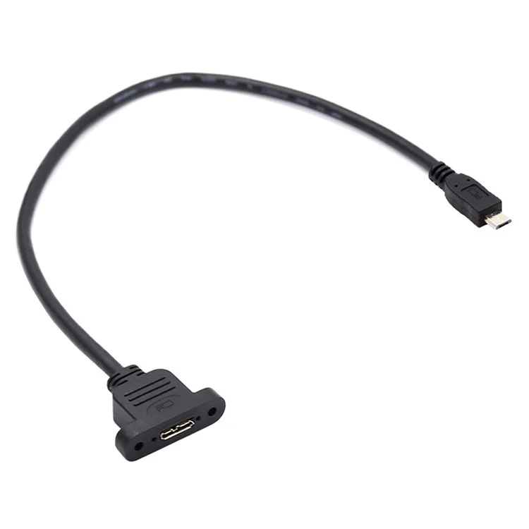 U3-012-MM 50cm Micro 3.0 Type-B Female to Micro USB 2.0 5Pin Male Extension Cable 480Mbps Screw Mount Type Cord