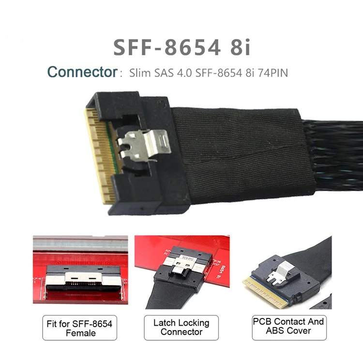 SF-076-0.5M Окулинк PCI-E PCI-Express SFF-8611 8i к SFF-8654 8i 8x Слимлайн SSD Данные Активный Кабель 