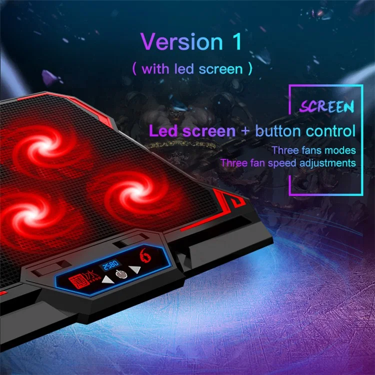 COOLCOLD Touch Control Laptop Cooling Base with 6 Fans Notebook Cooler Stand