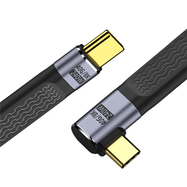 UC-002-0.13R 13 см Кабель USB4 с правым углом 240 Вт с разъемом Type-C на Type-C, 40 Гбит/с, 100 Вт, 8K, плоский FPC для ноутбука, телефона