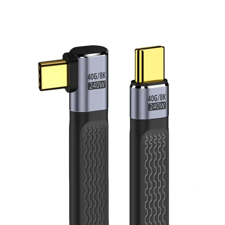 UC-002-0.13R 13 см Кабель USB4 с правым углом 240 Вт с разъемом Type-C на Type-C, 40 Гбит/с, 100 Вт, 8K, плоский FPC для ноутбука, телефона