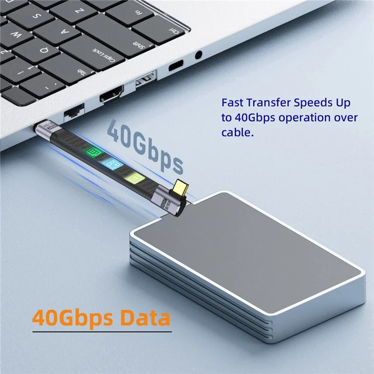 UC-002-0.13R 13 см Кабель USB4 с правым углом 240 Вт с разъемом Type-C на Type-C, 40 Гбит/с, 100 Вт, 8K, плоский FPC для ноутбука, телефона