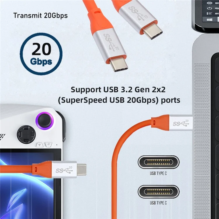UC-033-OR-3.0M 3,0M 20 Gbit/s Hochgeschwindigkeits-USB4 Typ-C Male-to-Male-Kabel 100 W Schnellladekabel
