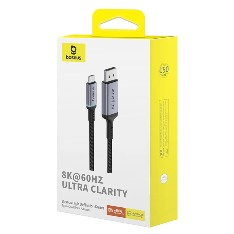 BASEUS BS-OH139 High Definition Series 1.5m Type-C to DP 8K Adapter Line DisplayPort Cable - Black