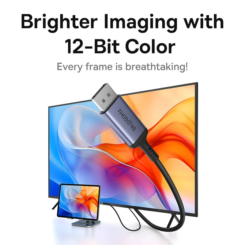 BASEUS BS-OH139 High Definition Series 1.5m Type-C to DP 8K Adapter Line DisplayPort Cable - Black