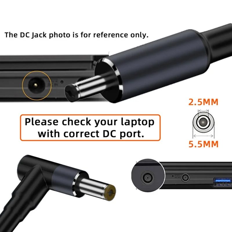 UC-065-5525MM 1.8m Type-C to DC 5.5*2.1mm PD 140W (20V 7A) Charging Cable Power Cord