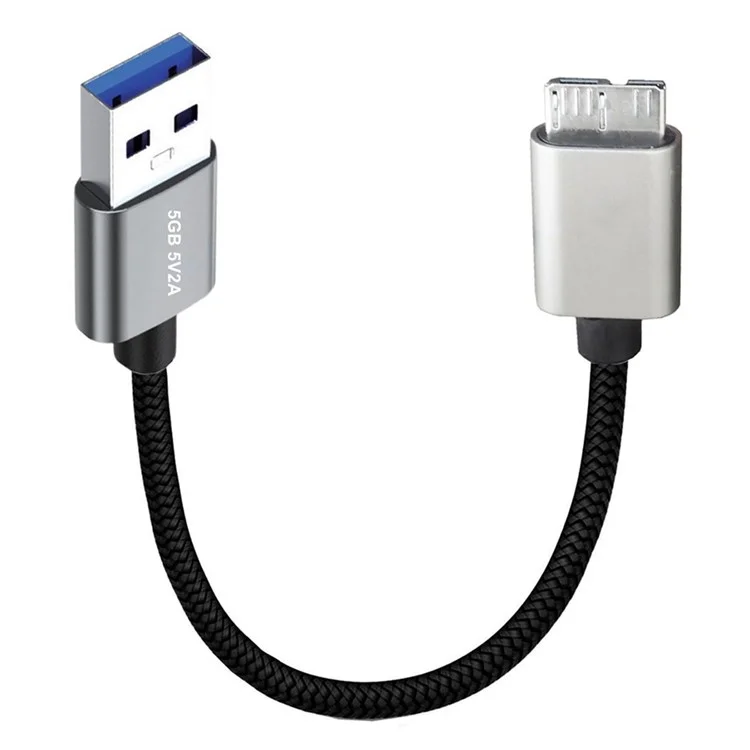 JUNSUNMAY 0,3m USB-A 3.0 Stecker auf Micro-B Stecker Nylon Kabel Festplatte Kamera Datenkabel