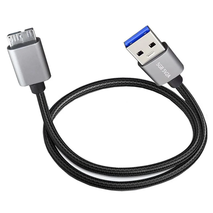 JUNSUNMAY 1m USB-A 3.0 Männlich zu Micro-B Männlich Nylon Datenkabel für Festplatte Kamera