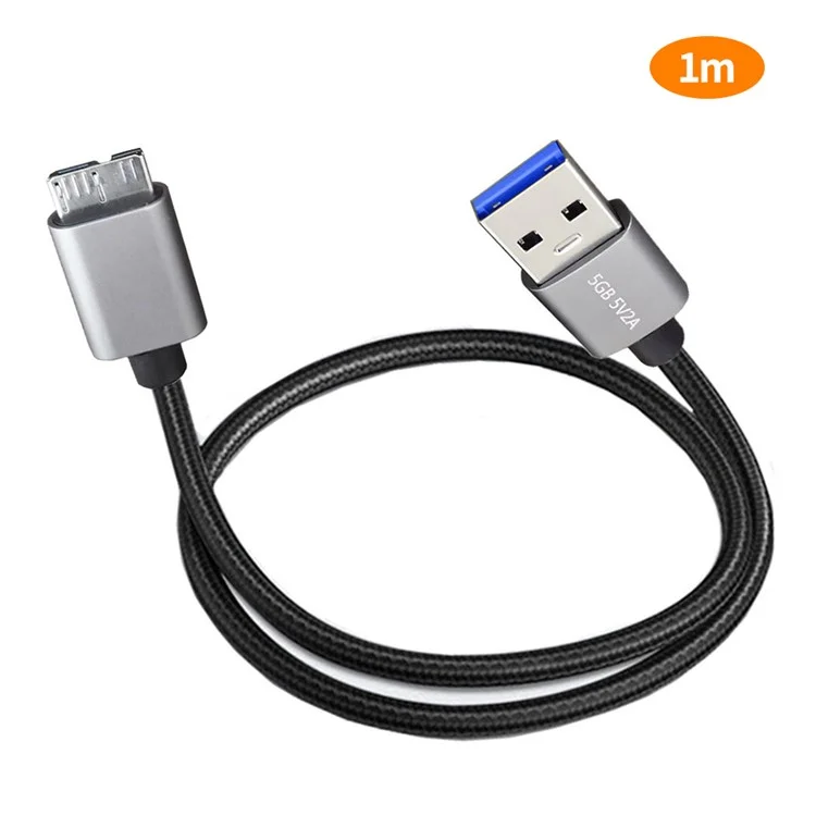 Junsunmay 1m USB-A 3.0 Cavo di Trasferimento di Dati in Nylon Maschile Micro-B Per Fotocamera Del Disco Rigido