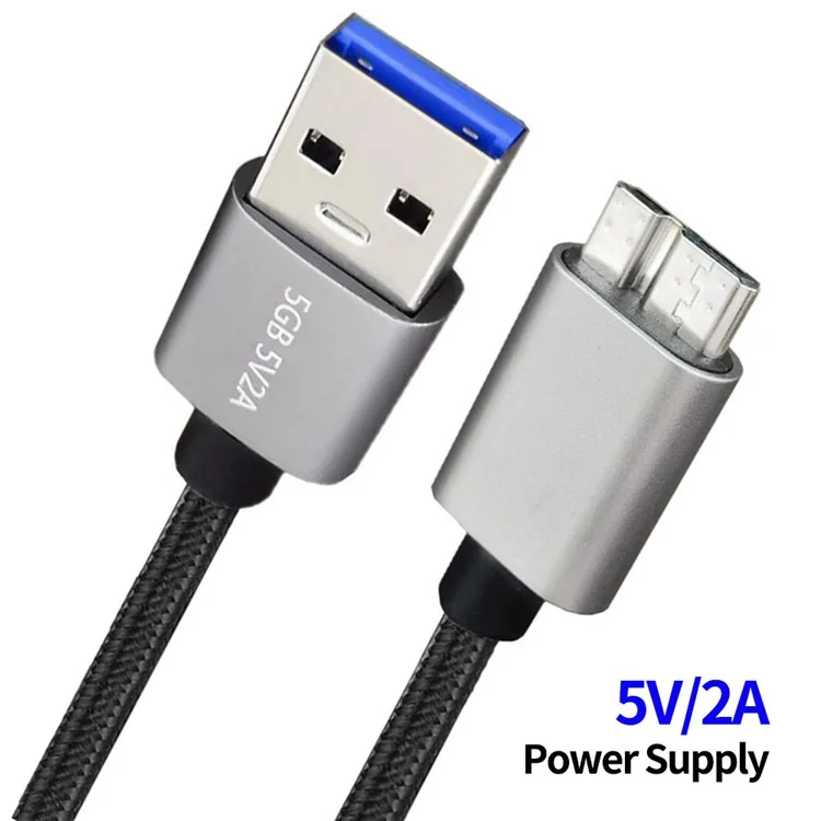JUNSUNMAY 2m USB-A 3.0 Macho a Micro-B Macho Cable Trenzado de Nailon