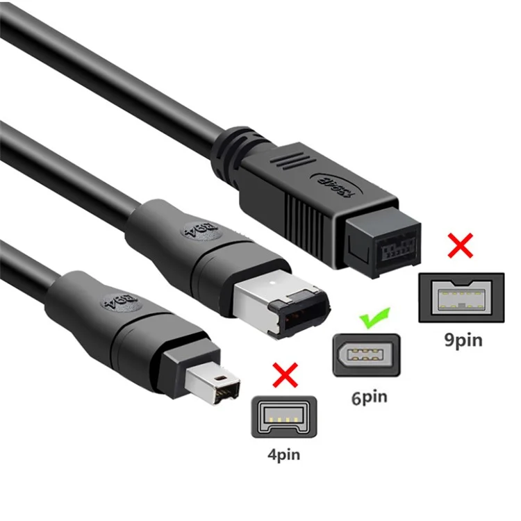 JUNSUNMAY 3m 480Mbps Firewire IEEE 1394 6 Pin Male to USB 2.0 Male Adapter Converter Cable