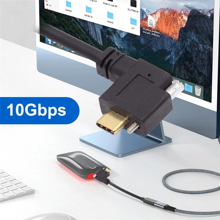 UC-041-RI 0.3m USB 3.1 Type C Right Angled Male to Female Extension Data  Screw Locking Cable