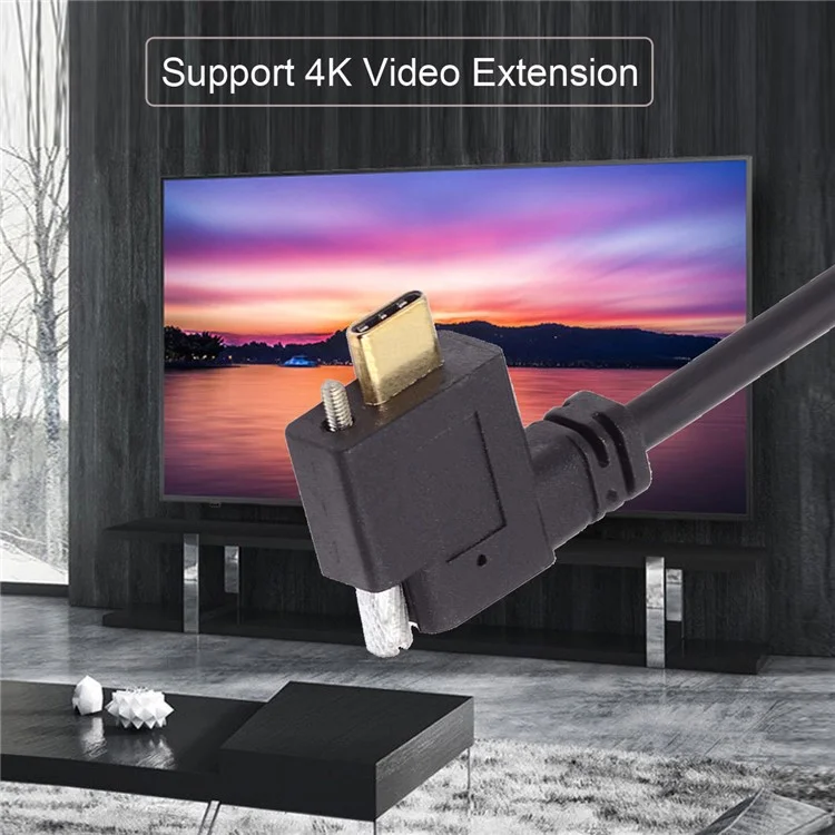 UC-041-RI 0.3m USB 3.1 Type C Right Angled Male to Female Extension Data  Screw Locking Cable