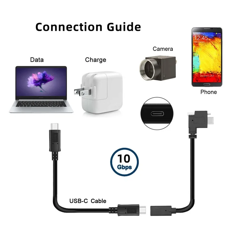 UC-041-RI 0.3m USB 3.1 Type C Right Angled Male to Female Extension Data  Screw Locking Cable