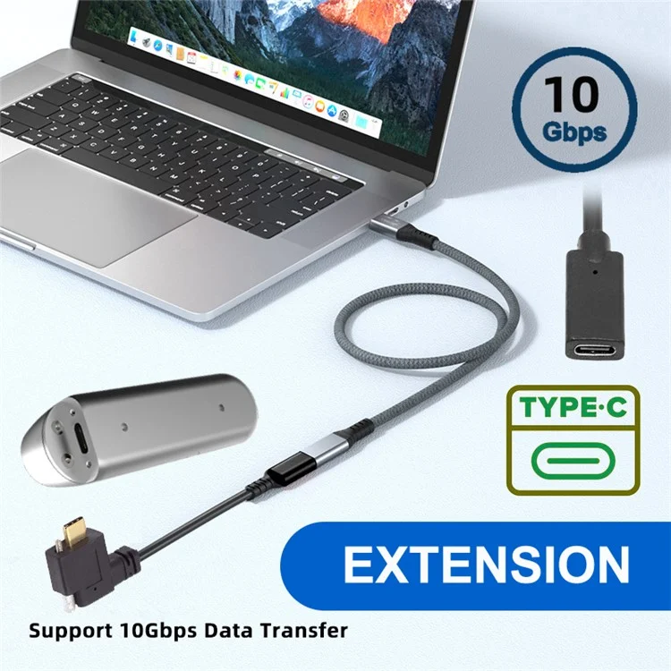 UC-041-RI 0.3m USB 3.1 Type C Right Angled Male to Female Extension Data  Screw Locking Cable